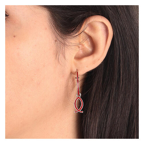 925 silver red fish half hoop earrings HOLYART Collection 2