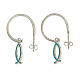 J-hoop earrings, light blue fish-shaped pendant, 925 silver, HOLYART Collection s1