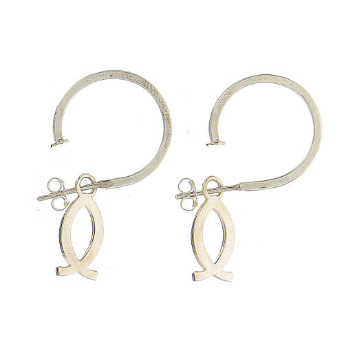 J-hoop earrings, white fish-shaped pendant, 925 silver, HOLYART Collection 5