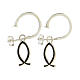 J-hoop earrings, fish-shaped pendant, 925 silver and black enamel, HOLYART Collection s1