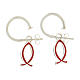 J-hoop earrings, fish-shaped pendant, 925 silver and red enamel, HOLYART Collection s1