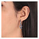 J-hoop earrings, fish-shaped pendant, 925 silver and blue enamel, HOLYART Collection s2