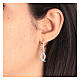 J-hoop earrings, fish-shaped pendant, 925 silver and white enamel, HOLYART Collection s2