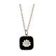 Necklace with square pendant, shell on black enamel, 925 silver, HOLYART Collection s1