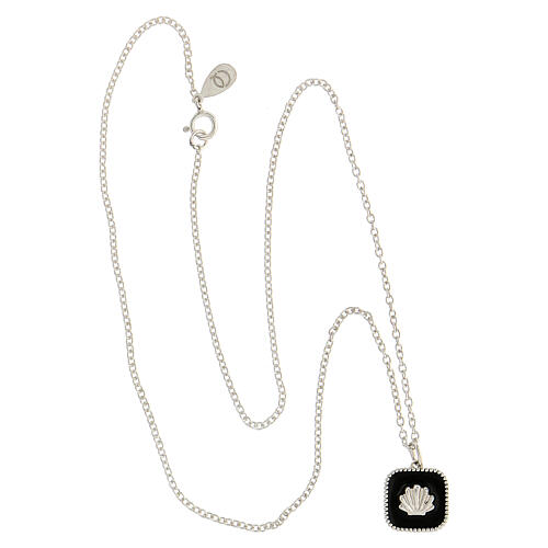 Collier pendentif noir carré avec coquillage argent 925 Collection HOLYART 4