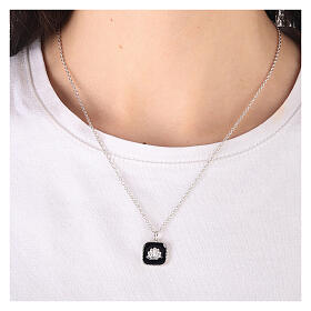 Collana argento 925 conchiglia pendente nero quadrato HOLYART Collection