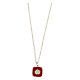 Necklace with square pendant, shell on red enamel, 925 silver, HOLYART Collection s1
