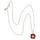 Necklace with square pendant, shell on red enamel, 925 silver, HOLYART Collection s5
