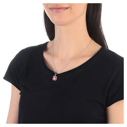 Collier pendentif rouge carré avec coquillage argent 925 Collection HOLYART 3