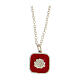 Collier pendentif rouge carré avec coquillage argent 925 Collection HOLYART s1