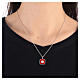 Collier pendentif rouge carré avec coquillage argent 925 Collection HOLYART s2