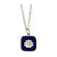 Necklace with square pendant, shell on blue enamel, 925 silver, HOLYART Collection s7