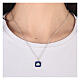 Necklace with square pendant, shell on blue enamel, 925 silver, HOLYART Collection s8