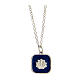 Necklace with square pendant, shell on blue enamel, 925 silver, HOLYART Collection s1