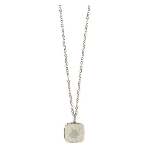 Necklace with square pendant, shell on light blue enamel, 925 silver, HOLYART Collection 3