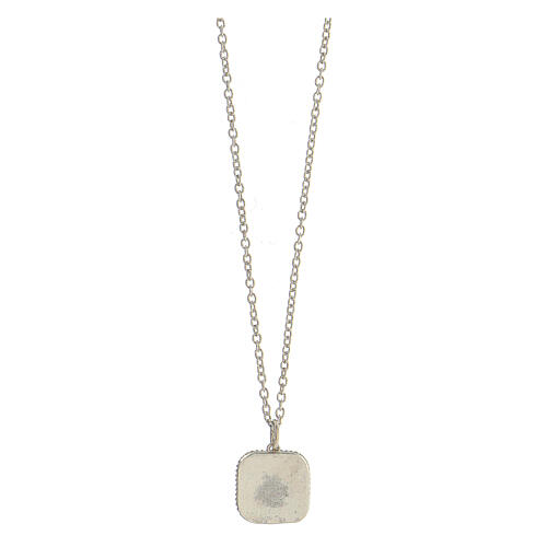 Necklace with square pendant, shell on light blue enamel, 925 silver, HOLYART Collection 5