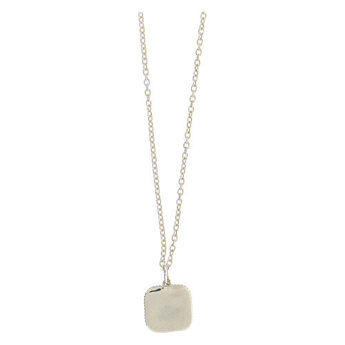 Necklace with square pendant, shell on white enamel, 925 silver, HOLYART Collection 5