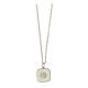 Necklace with square pendant, shell on white enamel, 925 silver, HOLYART Collection s1