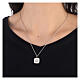Necklace with square pendant, shell on white enamel, 925 silver, HOLYART Collection s2