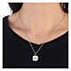 Necklace with square pendant, shell on white enamel, 925 silver, HOLYART Collection s2