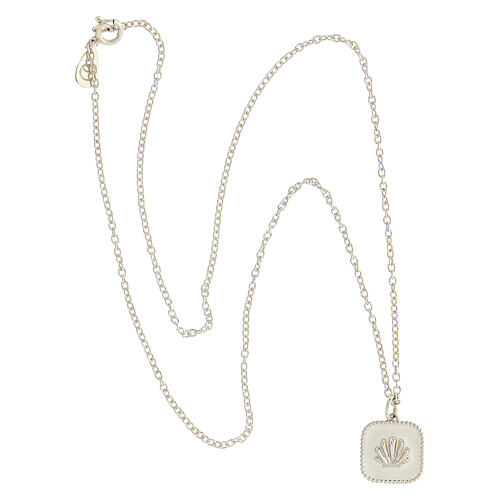 Collier pendentif blanc carré avec coquillage argent 925 Collection HOLYART 5