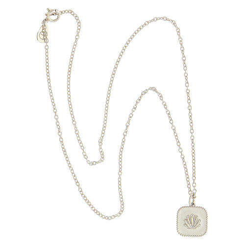 Collier pendentif blanc carré avec coquillage argent 925 Collection HOLYART 4