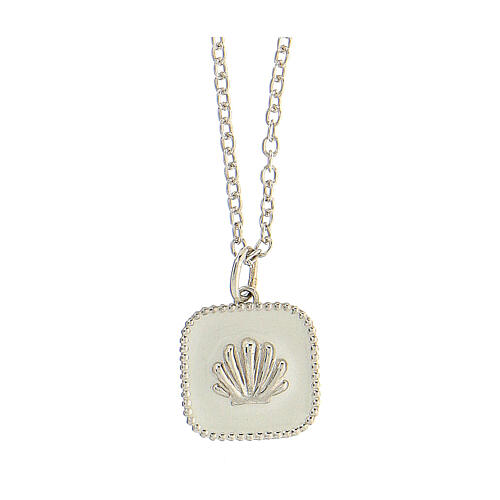 Collana pendente bianco quadrato conchiglia argento 925 HOLYART Collection 1