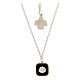 Necklace with two pendants, shell on black enamel and angel, 925 silver, HOLYART Collection s1