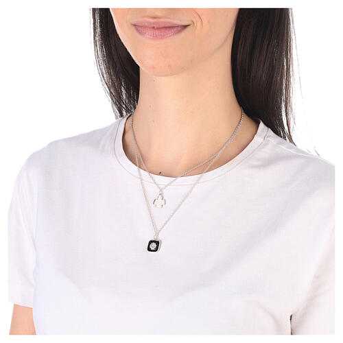 Collier double pendentifs ange et coquillage émail noir argent 925 Collection HOLYART 3