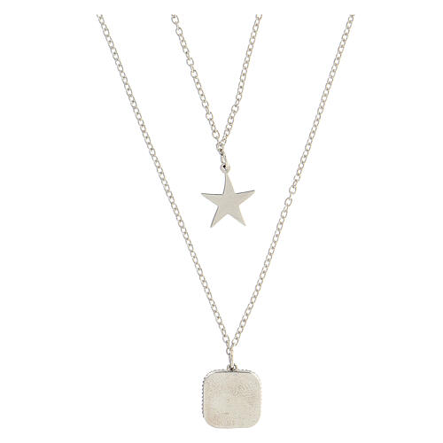 Necklace with two pendants, light blue shell and star, 925 silver, HOLYART Collection 3