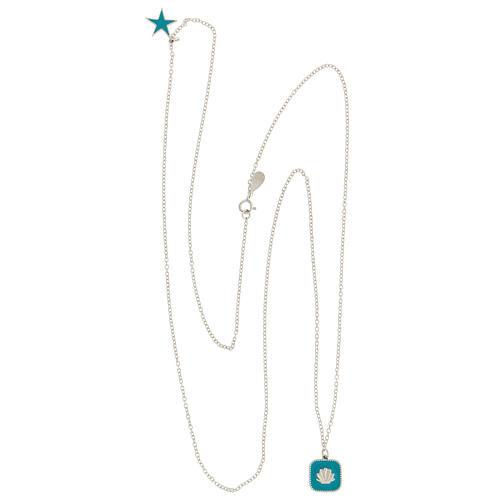 Necklace with two pendants, light blue shell and star, 925 silver, HOLYART Collection 5