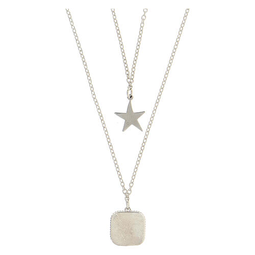 Necklace with two pendants, lilac shell and star, 925 silver, HOLYART Collection 3