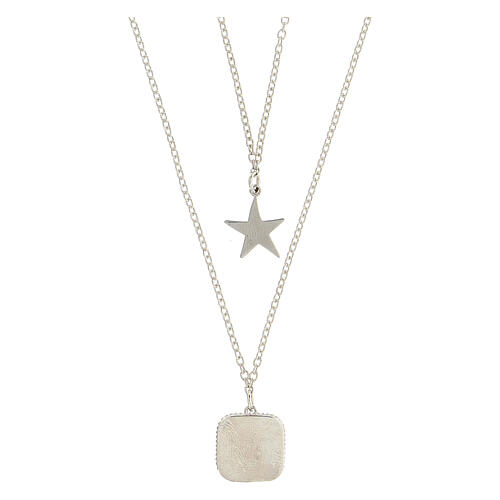 Necklace with two pendants, lilac shell and star, 925 silver, HOLYART Collection 5