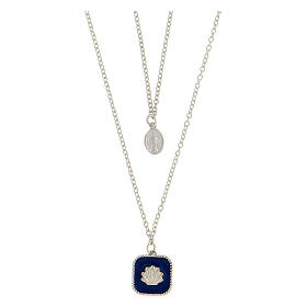 Collier double pendentifs Médaille Miraculeuse et coquillage émail bleu argent 925 Collection HOLYART