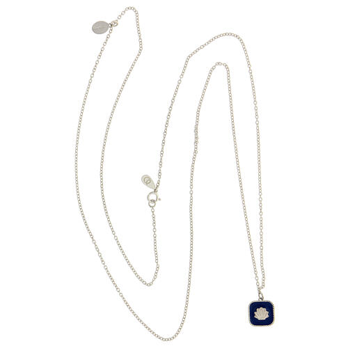 Collier double pendentifs Médaille Miraculeuse et coquillage émail bleu argent 925 Collection HOLYART 5