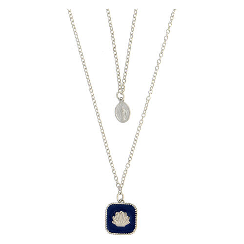Collana pendente blu conchiglia Madonna miracolosa argento 925 HOLYART 1