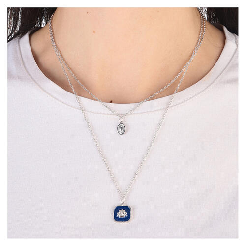 Collana pendente blu conchiglia Madonna miracolosa argento 925 HOLYART 2