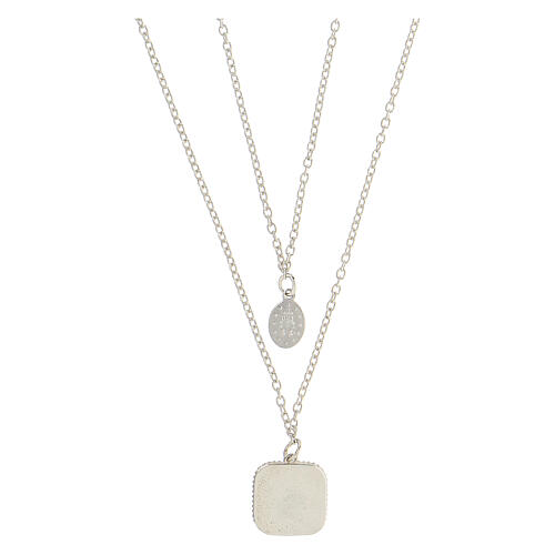 Necklace with two pendants, white shell and Miraculous Medal, 925 silver, HOLYART Collection 3