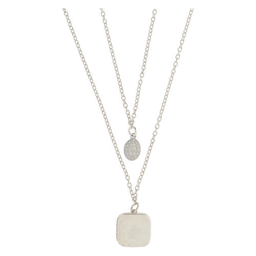 Collier double pendentifs Médaille Miraculeuse et coquillage émail blanc argent 925 Collection HOLYART 3