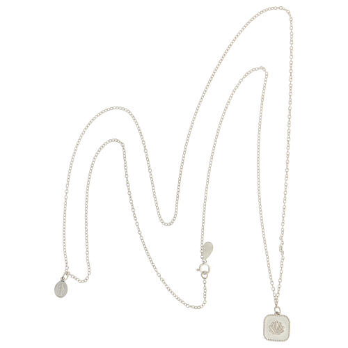 Collier double pendentifs Médaille Miraculeuse et coquillage émail blanc argent 925 Collection HOLYART 5