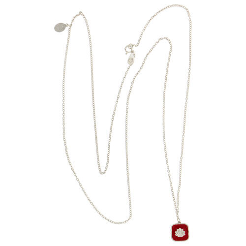 Collier double pendentifs Médaille Miraculeuse et coquillage émail rouge argent 925 Collection HOLYART 5