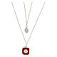Collier double pendentifs Médaille Miraculeuse et coquillage émail rouge argent 925 Collection HOLYART s1
