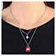 Collier double pendentifs Médaille Miraculeuse et coquillage émail rouge argent 925 Collection HOLYART s2