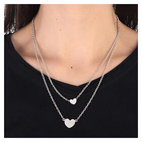 Double necklace with two hearts, 925 silver, HOLYART Collection