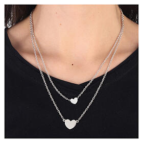 Double necklace with two hearts, 925 silver, HOLYART Collection