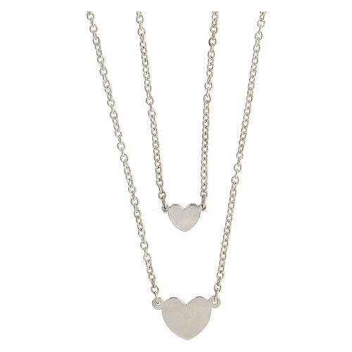 Double necklace with two hearts, 925 silver, HOLYART Collection 1