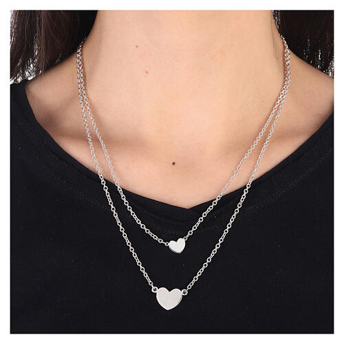 Double necklace with two hearts, 925 silver, HOLYART Collection 2