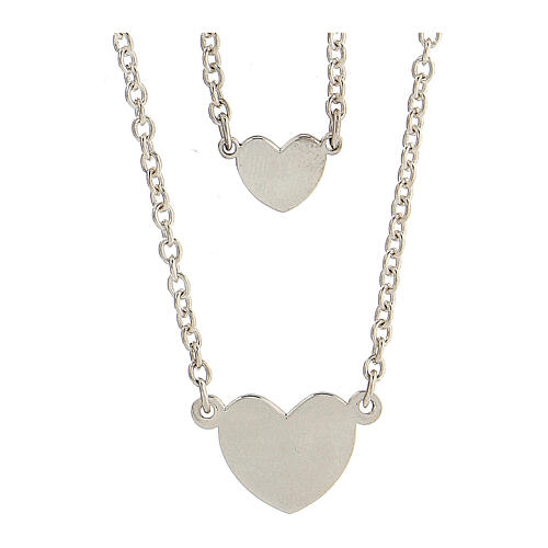 Double necklace with two hearts, 925 silver, HOLYART Collection 1