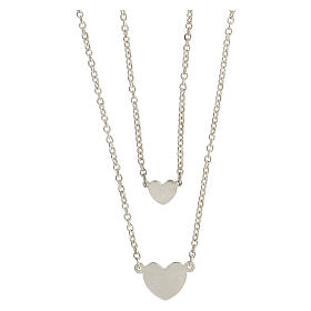 Double chain necklace 2 hearts 925 silver HOLYART Collection