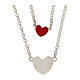 Double necklace with two hearts, red enamel, 925 silver, HOLYART Collection s1